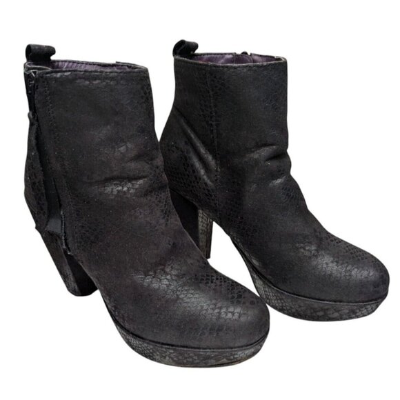 VTG Y2K Womens 8M Black Chunky Heel Ankle Boots Zip Up Gothic Grunge Punk Rock - Picture 5 of 11